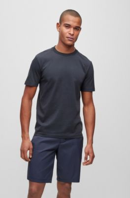 Hugo Boss Cotton-jersey T-shirt With Logo Collar In Dark Blue