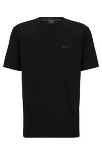 Regular-fit T-shirt in stretch cotton with side tape, Black