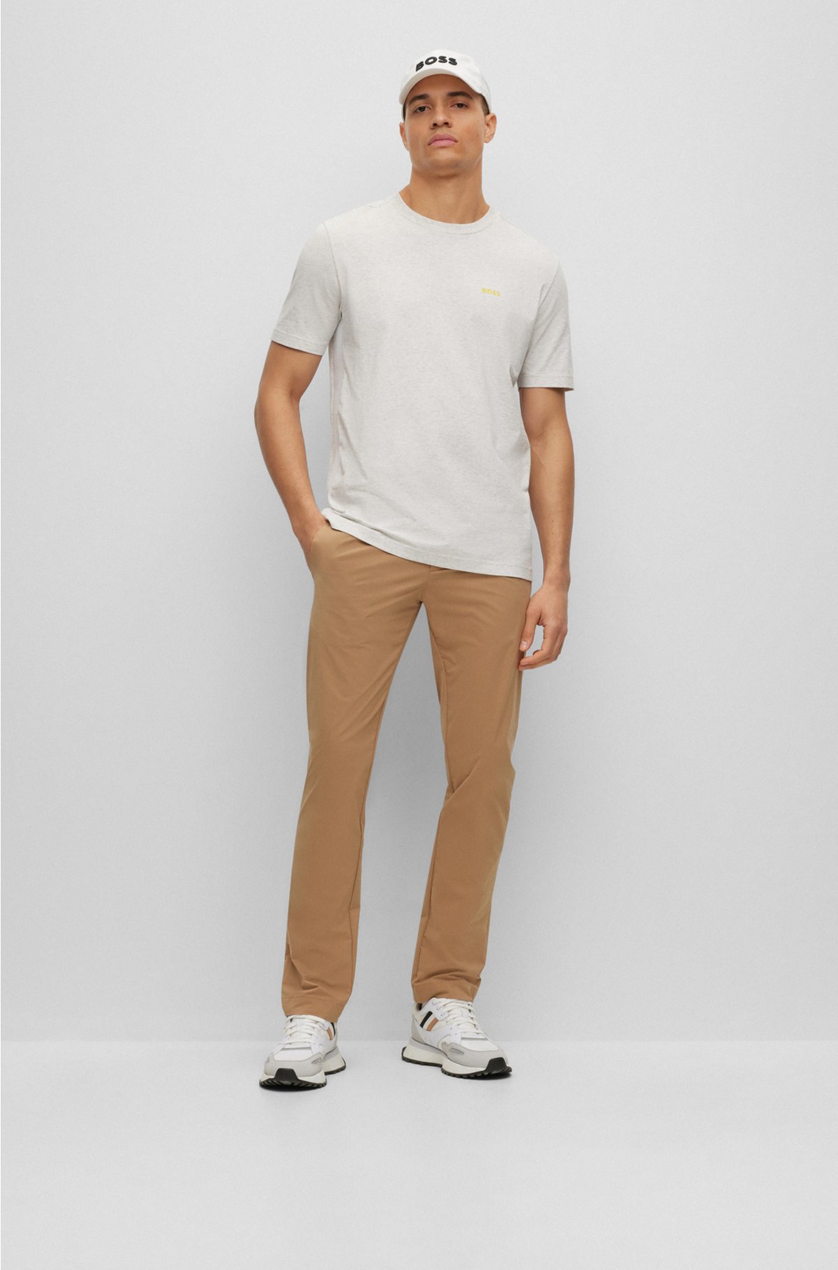 BOSS - Regular-fit side with cotton tape in T-shirt stretch