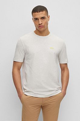 Regular-fit T-shirt in stretch cotton with side tape