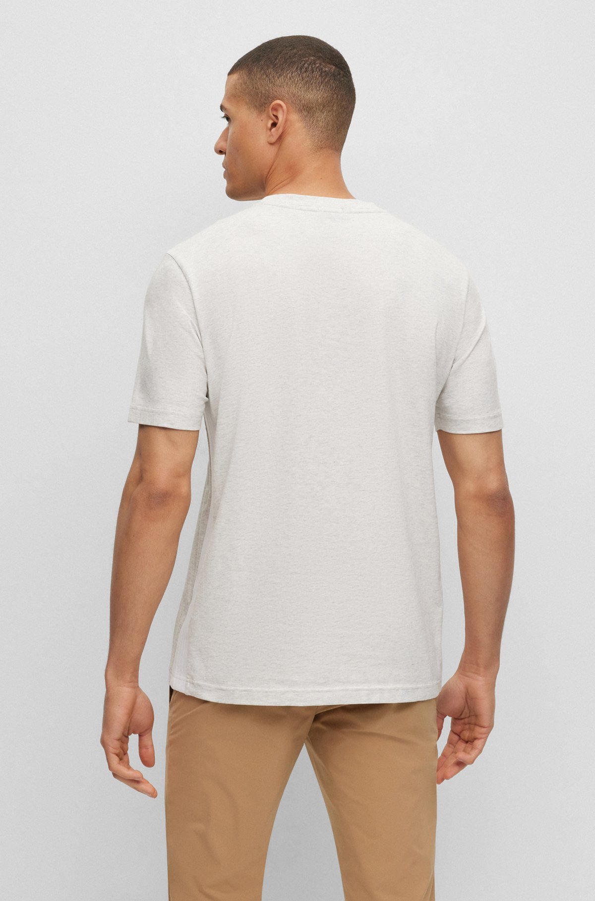 BOSS - Regular-fit T-shirt in stretch cotton with side tape