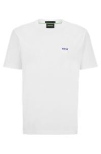Regular-fit T-shirt in stretch cotton with side tape, White