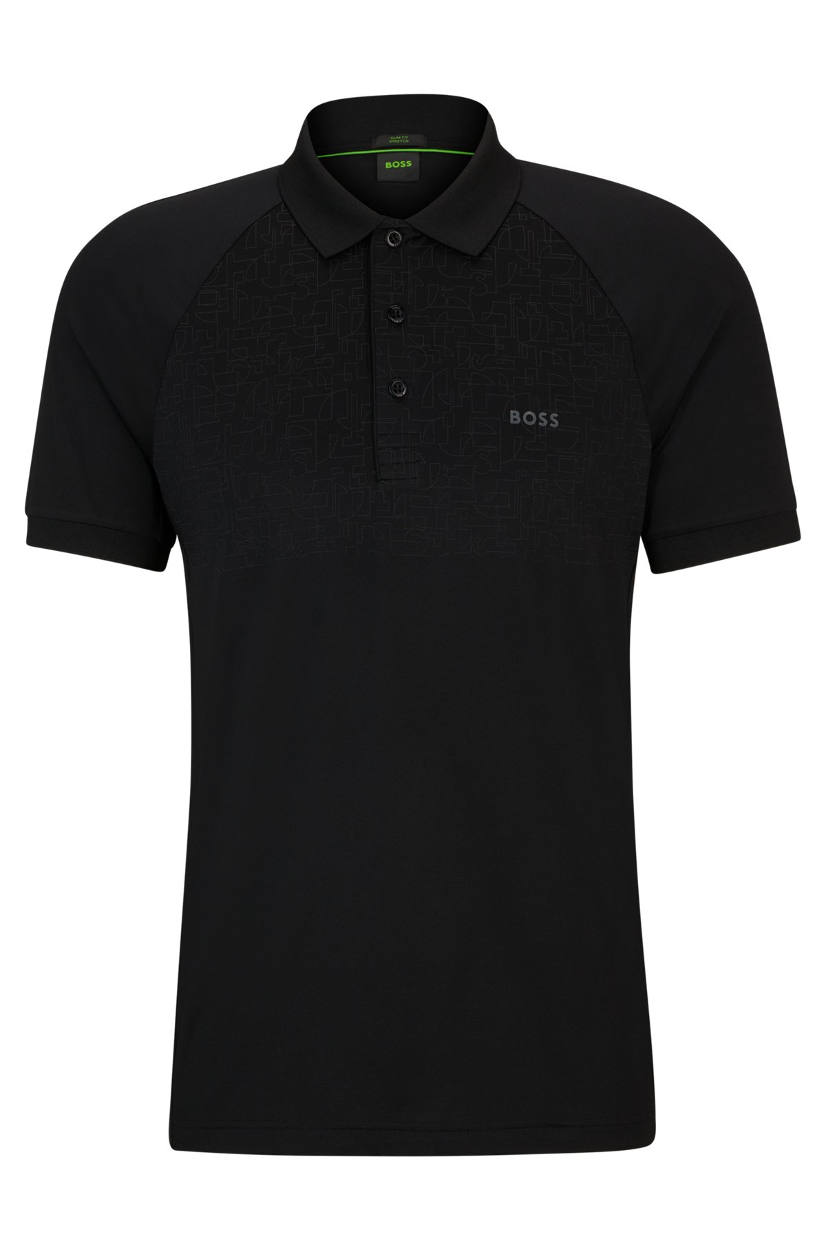 BOSS - Slim-fit polo shirt with decorative reflective pattern