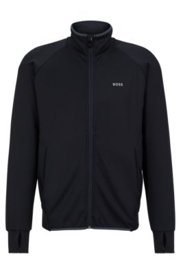 BOSS Chaqueta deportiva de algodón elástico con cremallera y logotipo  lateral para hombre