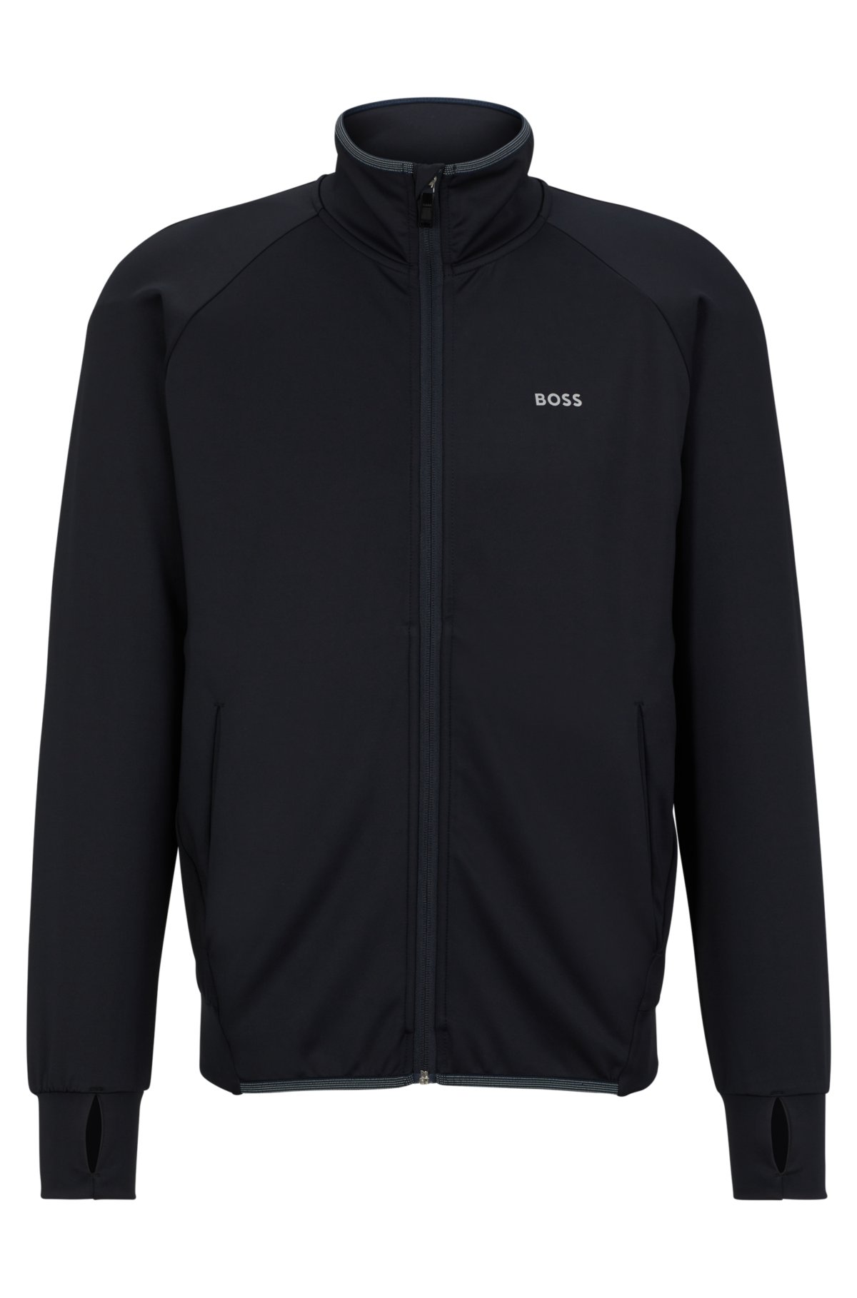 BOSS - Zip-up sweatshirt in active-stretch fabric