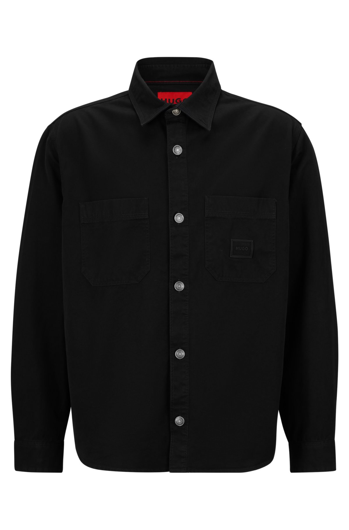HUGO - Oversized-fit overshirt in cotton twill with patch pockets