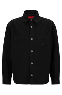 HUGO - Oversized-fit overshirt in cotton twill with patch pockets