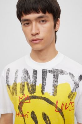 HUGO Cottonjersey Tshirt with doodle motifs