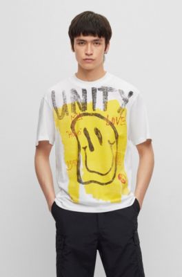 Shop Hugo Cotton-jersey T-shirt With Doodle Motifs In White