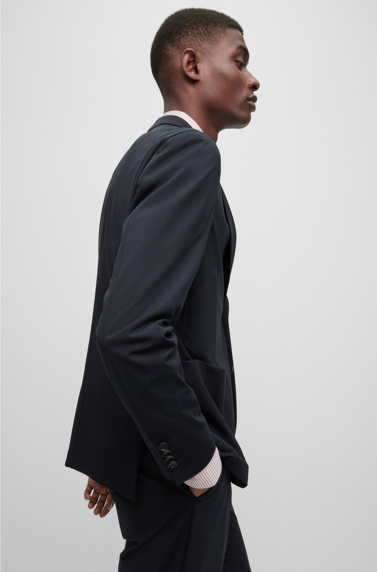 BOSS - Slim-fit jacket in monogram-jacquard stretch material