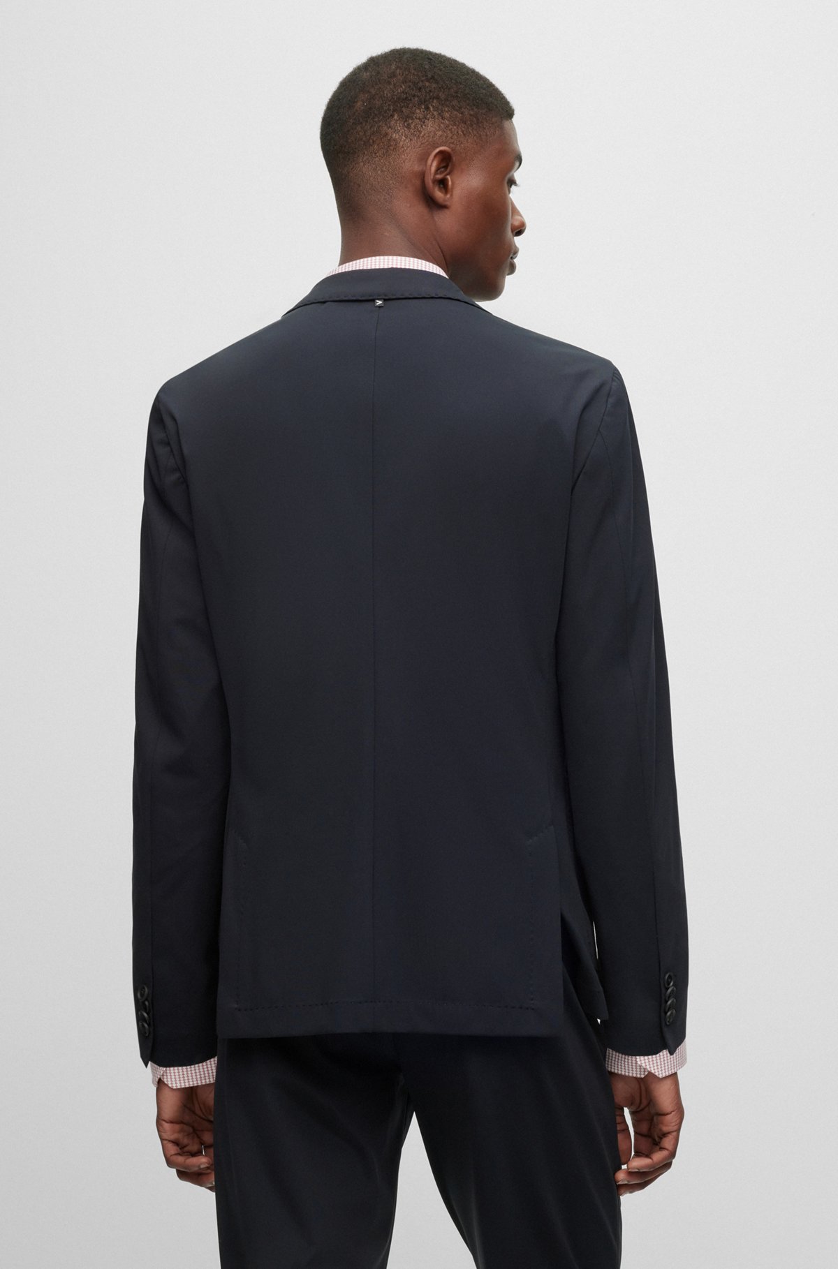 Slim-fit jacket in performance-stretch jersey, Black