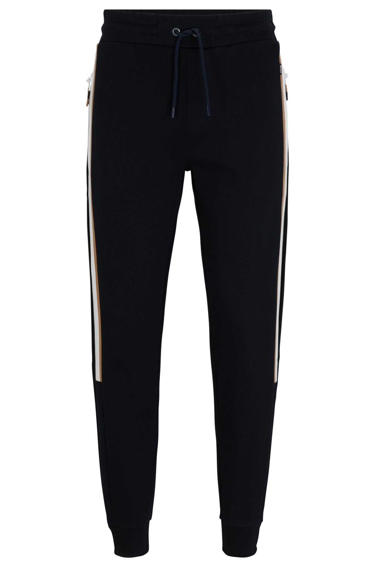 BOSS - Cotton-blend tracksuit bottoms with signature stripes