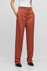 Regular-fit trousers with pinstripe pattern and wide leg, Patterned