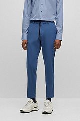 Slim-fit trousers in performance-stretch jersey, Light Blue