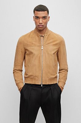 Regular fit bomber jacket in goat suede