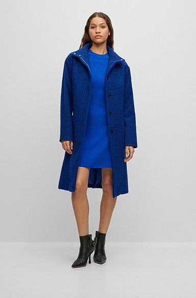Regular-fit coat in two-tone bouclé, Patterned