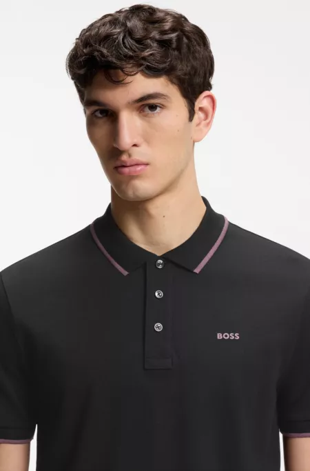 Cotton-piqué polo shirt with contrast tipping