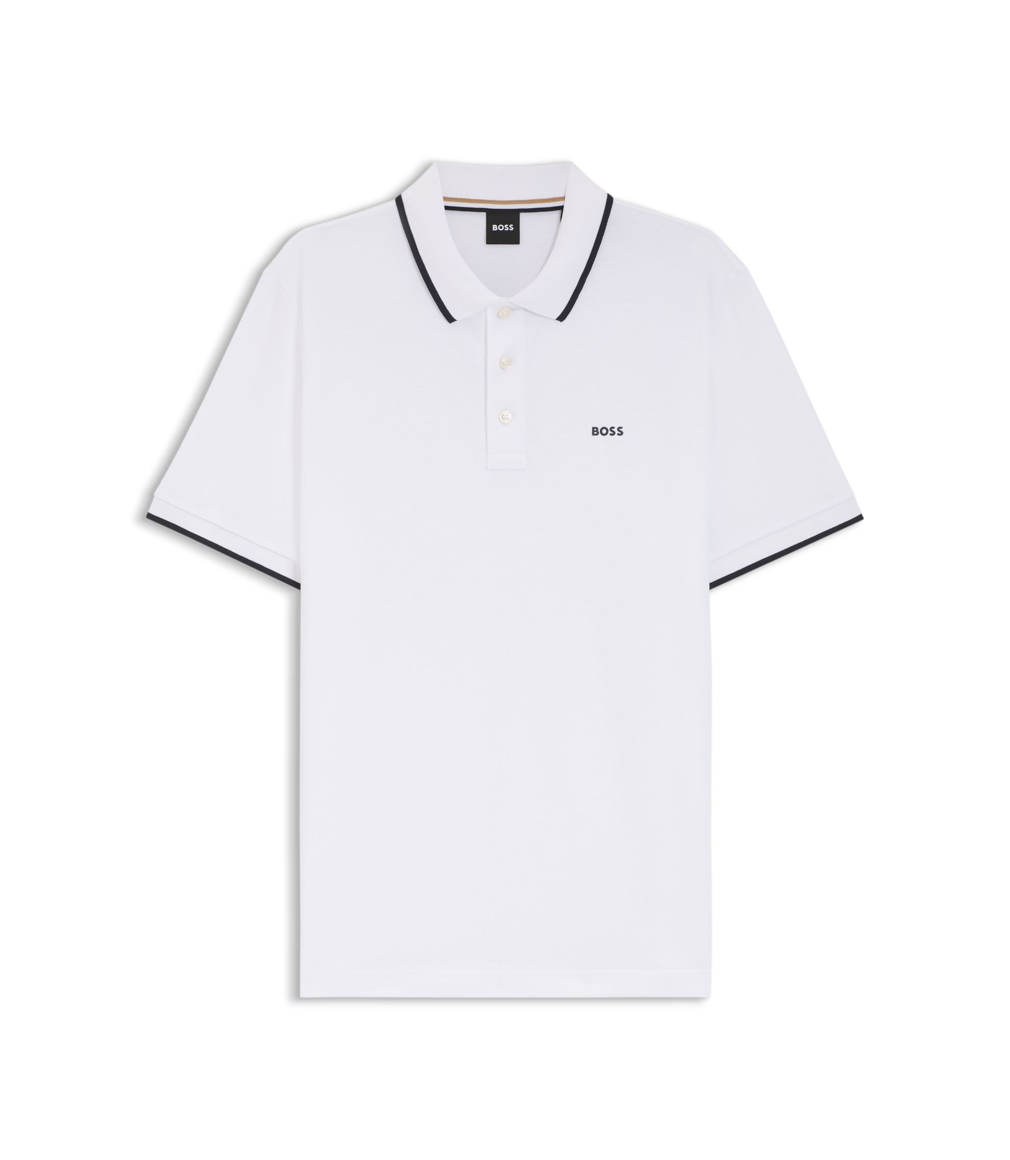 BOSS - Cotton-piqué polo shirt with logo detail - White