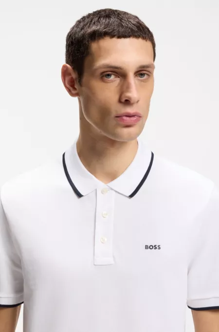 Cotton-piqué polo shirt with contrast tipping