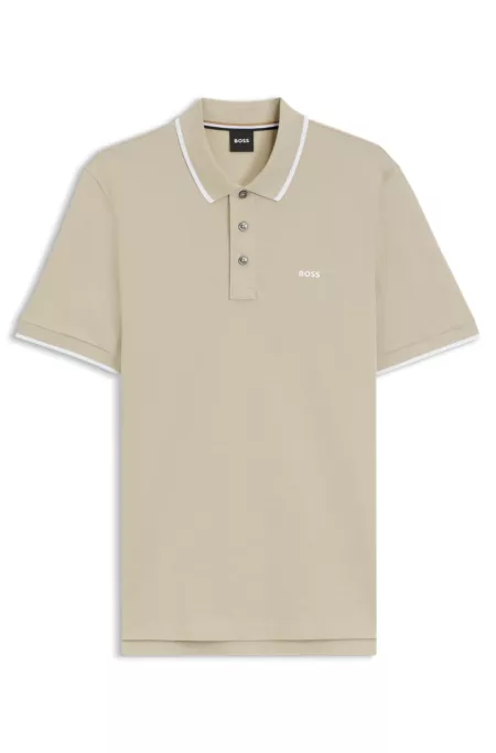 Cotton-piqué polo shirt with contrast tipping