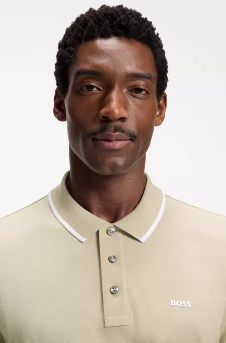 Cotton-piqué polo shirt with contrast tipping