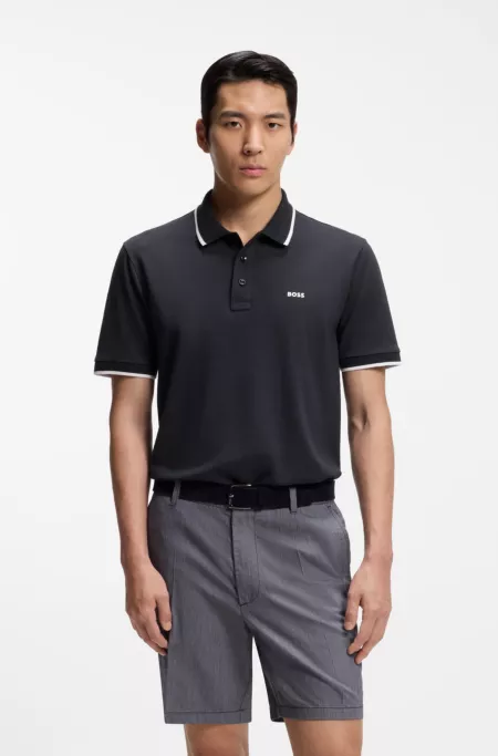 Cotton-piqué polo shirt with contrast tipping