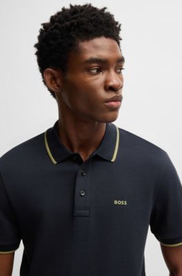 Cotton-piqué polo shirt with contrast tipping