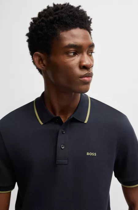 Cotton-piqué polo shirt with contrast tipping