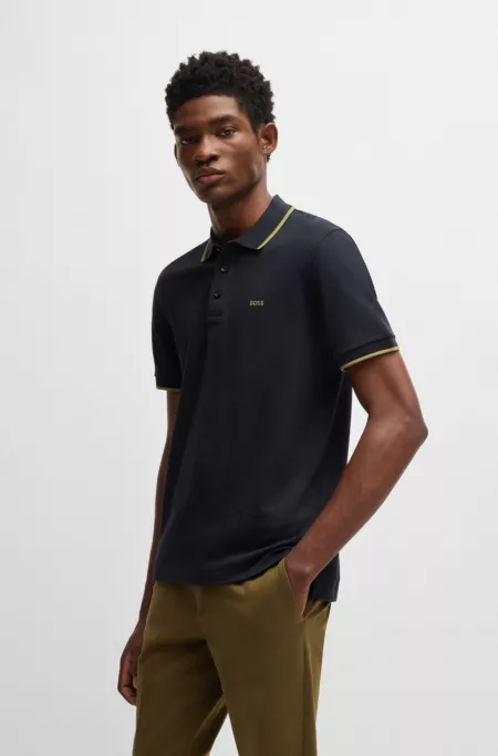 Cotton-piqué polo shirt with contrast tipping