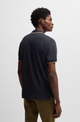 Cotton-piqué polo shirt with contrast tipping