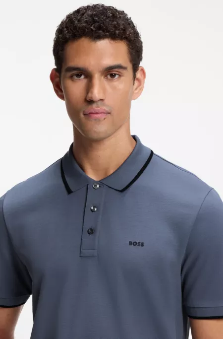 Cotton-piqué polo shirt with contrast tipping