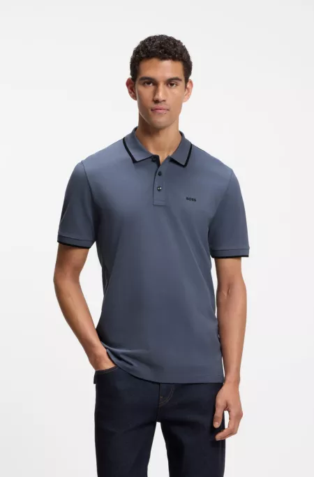 Cotton-piqué polo shirt with contrast tipping