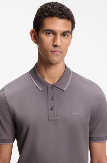 Cotton-piqué polo shirt with contrast tipping
