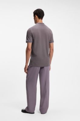 Cotton-piqu&eacute; polo shirt with contrast tipping, Purple