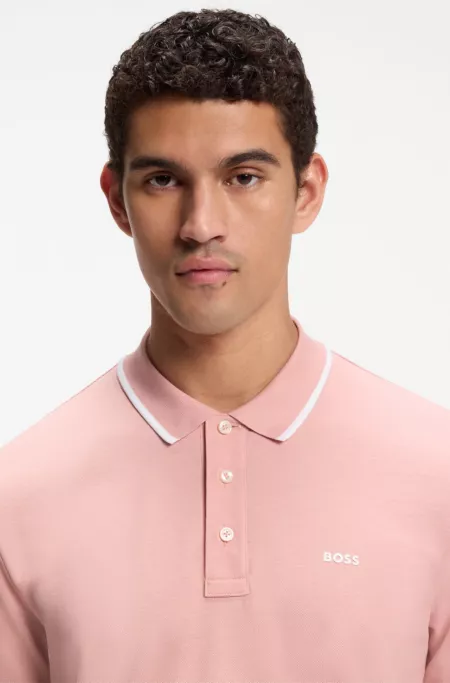 Cotton-piqué polo shirt with contrast tipping