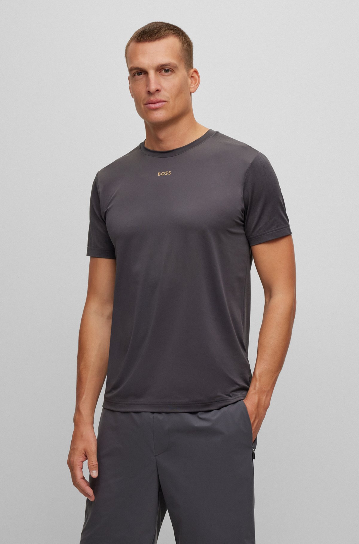 BOSS - Slim-fit T-shirt with decorative reflective pattern BOSS - Slim-fit T-shirt with decorative reflective pattern