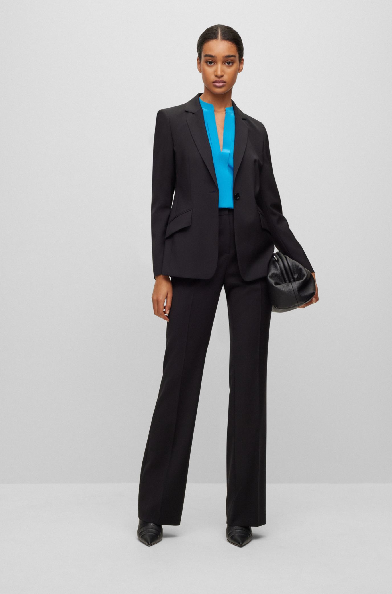 BOSS - Regular-rise pleated trousers in soft silk