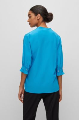 Regular-fit blouse in pure silk with pleat front