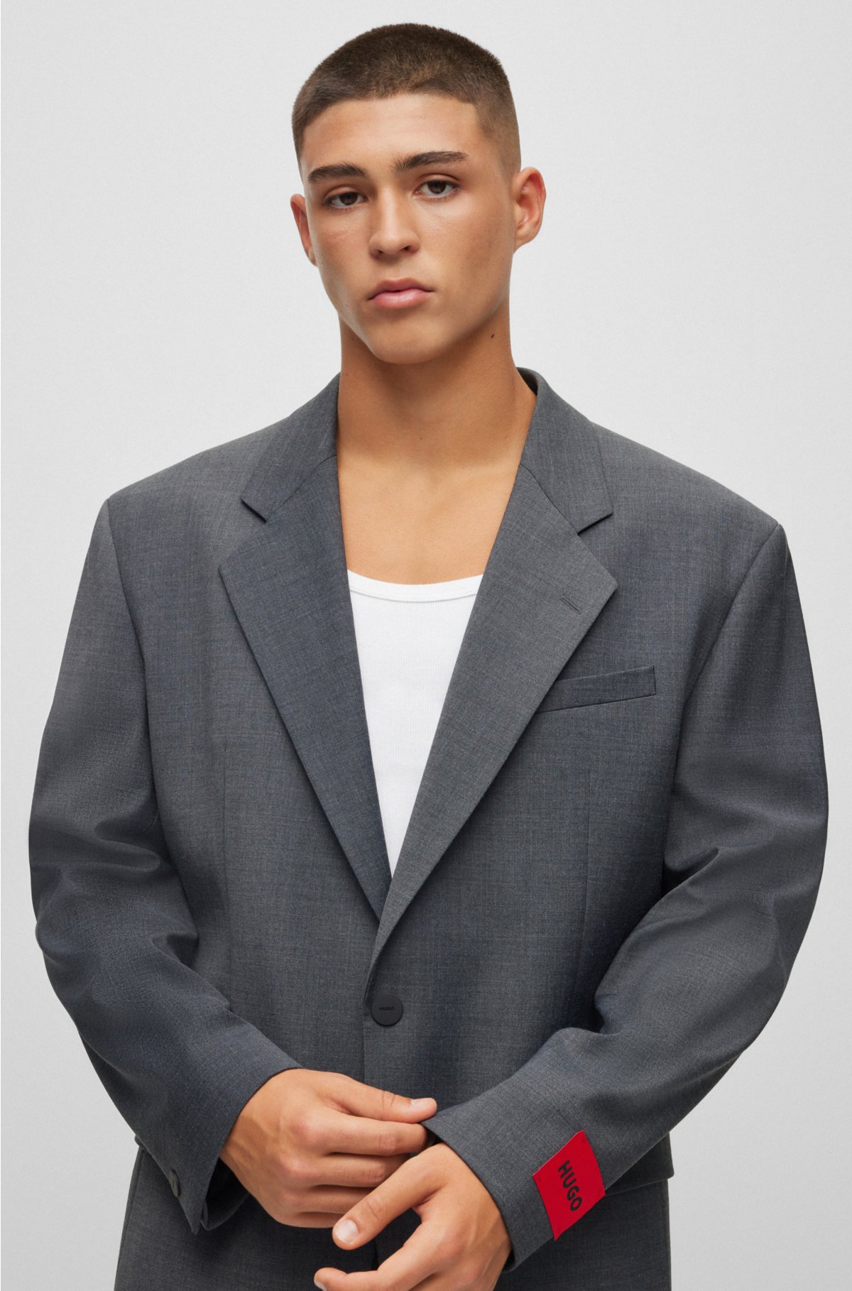 HUGO - Oversized-fit jacket in performance-stretch fabric
