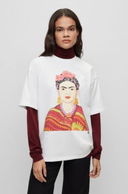 BOSS Relaxed-fit cotton with Frida Kahlo graphic