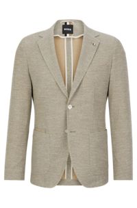 Regular-fit jacket in micro-patterned cloth, Light Beige