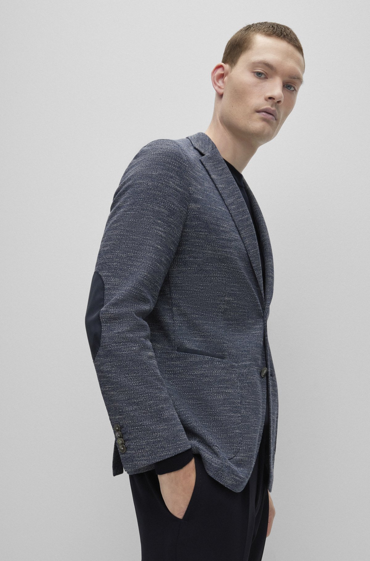 BOSS - Regular-fit jacket in micro-patterned cloth