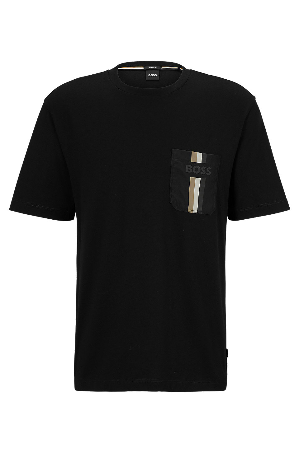 BOSS - Cotton-jersey T-shirt with signature stripe and logo