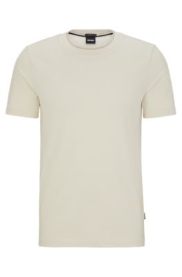 BOSS - Slim-fit T-shirt in structured cotton with double collar