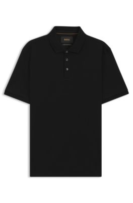 Regular-fit polo shirt in mercerized Italian cotton, Black