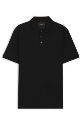 Polo en coton merceris&eacute;, Noir
