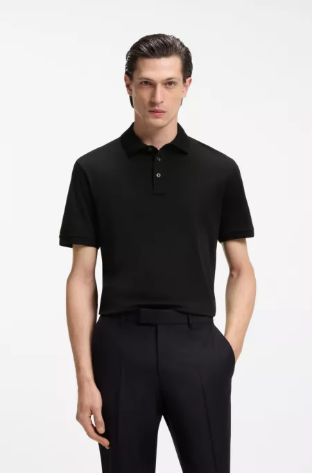Regular-fit polo shirt in mercerized Italian cotton