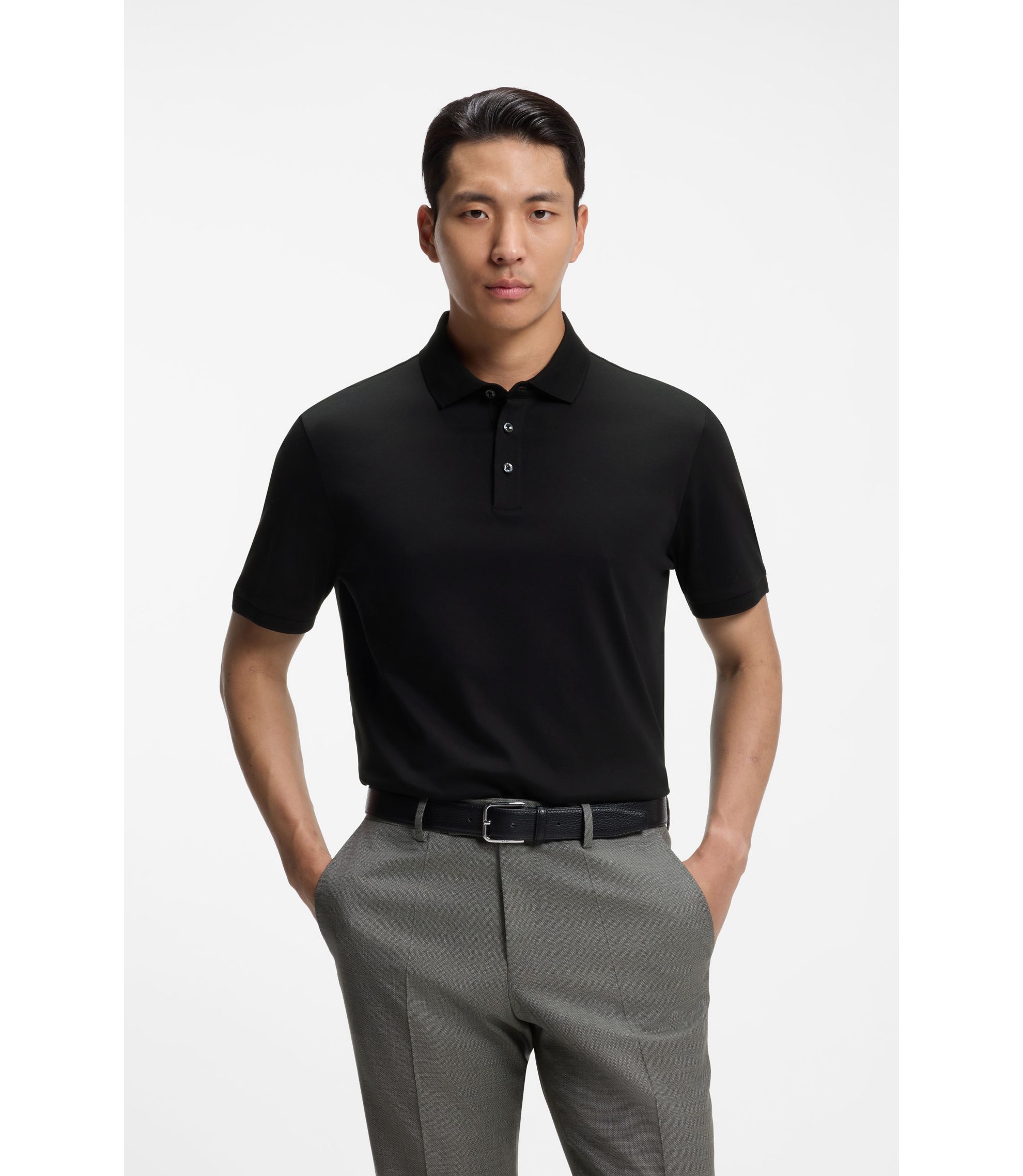all black polo dress shirt Dress Collar Performance Polo