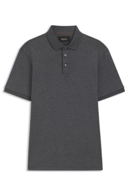 Regular-fit polo shirt in mercerized Italian cotton, Grey