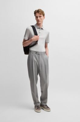 Regular-fit polo shirt in mercerized Italian cotton, Light Grey